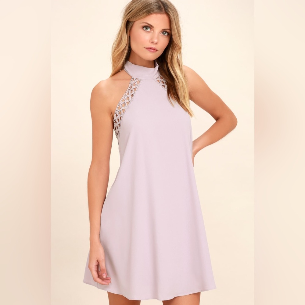 Lulus 🔮 Any Sway, Shape, Or Form Lavender Lace Halter Dress